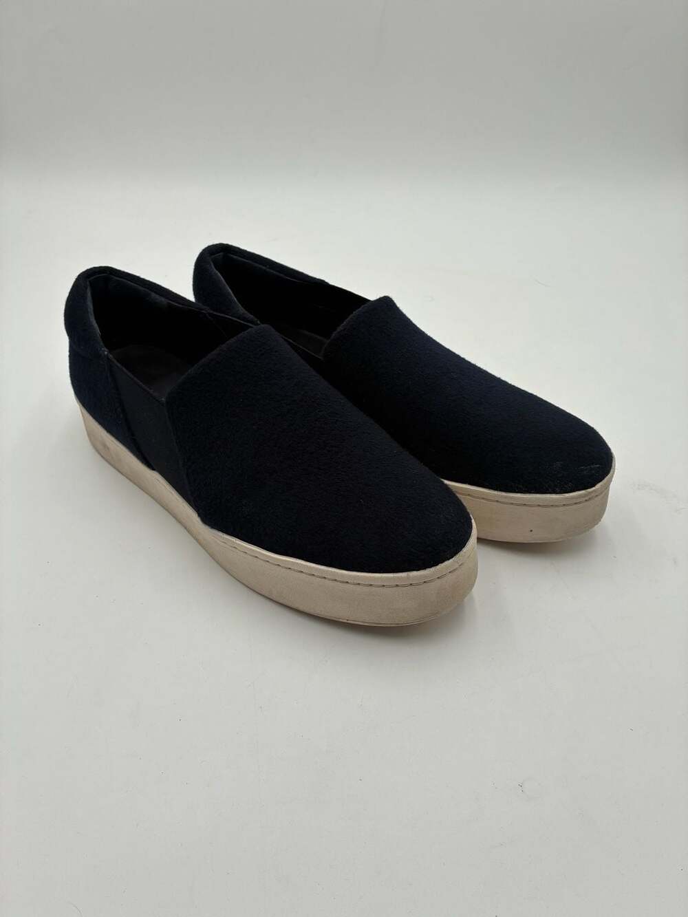 Vince Navy Felt Slip-On Platform Sneakers Size 9.5M